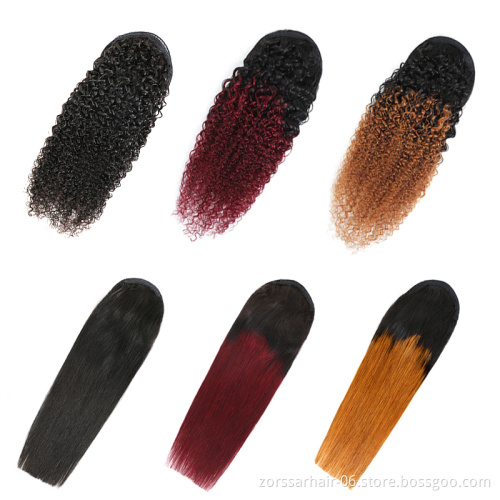 Wrap Around Drawstring 10A Raw Vigin Hair Ponytaili Extensions For Black Women 100% Brazilian Remy Human Hair Ponytails
